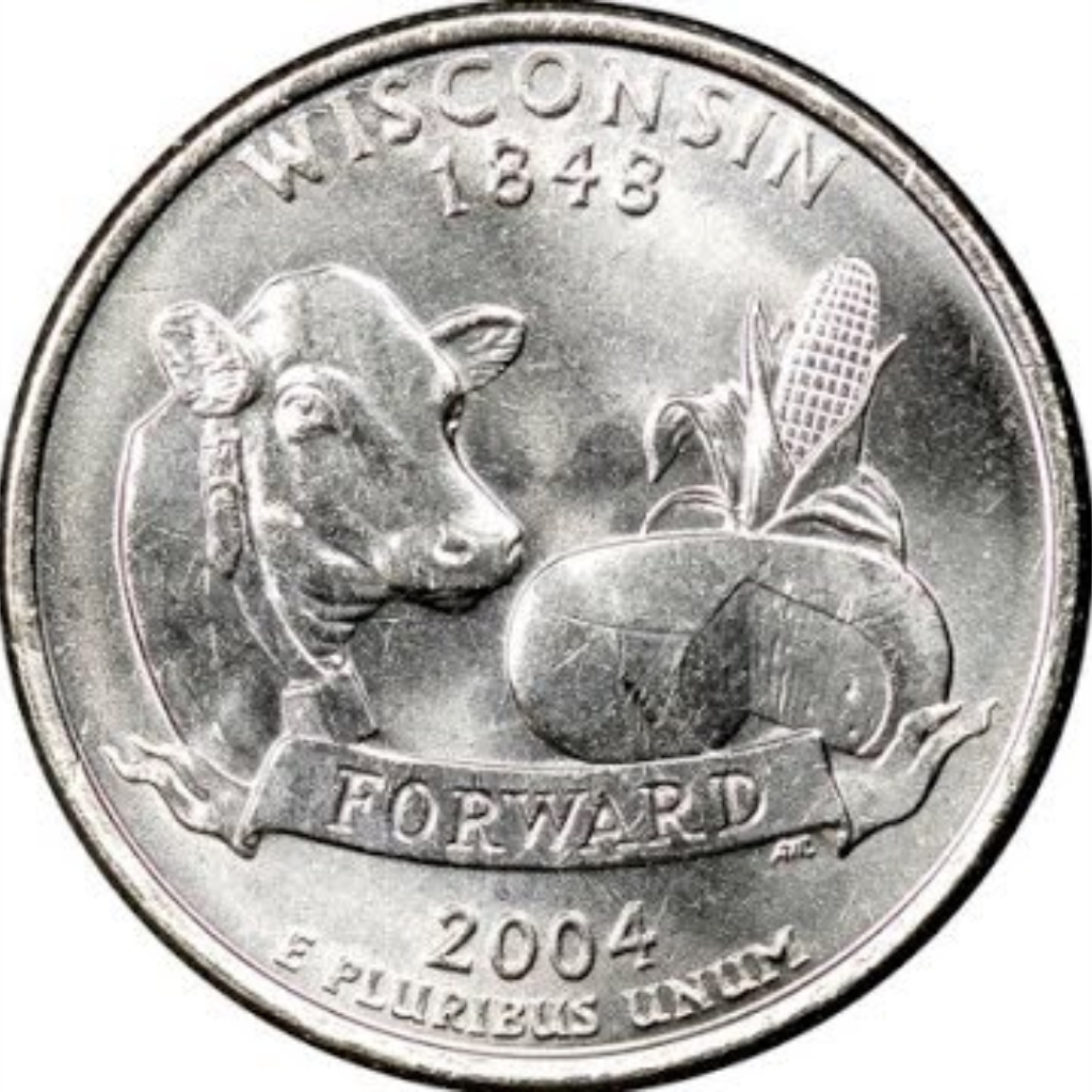 Wisconsin State Quarter 2004 (Extra Leaf Error)